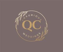 qc initialen brief bruiloft monogram logos sjabloon, hand- getrokken modern minimalistisch en bloemen Sjablonen voor uitnodiging kaarten, opslaan de datum, elegant identiteit. vector