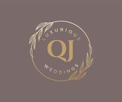 qj initialen brief bruiloft monogram logos sjabloon, hand- getrokken modern minimalistisch en bloemen Sjablonen voor uitnodiging kaarten, opslaan de datum, elegant identiteit. vector