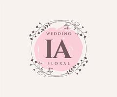 IA initialen brief bruiloft monogram logos sjabloon, hand- getrokken modern minimalistisch en bloemen Sjablonen voor uitnodiging kaarten, opslaan de datum, elegant identiteit. vector