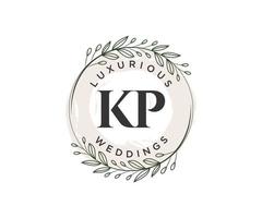 kp initialen brief bruiloft monogram logos sjabloon, hand- getrokken modern minimalistisch en bloemen Sjablonen voor uitnodiging kaarten, opslaan de datum, elegant identiteit. vector