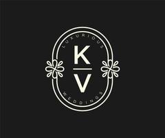 kv initialen brief bruiloft monogram logos sjabloon, hand- getrokken modern minimalistisch en bloemen Sjablonen voor uitnodiging kaarten, opslaan de datum, elegant identiteit. vector