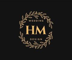 hm initialen brief bruiloft monogram logos verzameling, hand- getrokken modern minimalistisch en bloemen Sjablonen voor uitnodiging kaarten, opslaan de datum, elegant identiteit voor restaurant, boetiek, cafe in vector