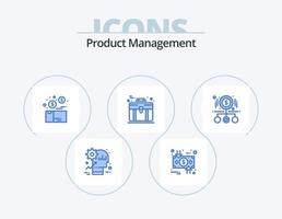 Product beheer blauw icoon pak 5 icoon ontwerp. aktentas. bedrijf. dollar. Product. doos vector