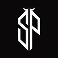 zp logo monogram met toeter vorm geïsoleerd zwart en wit ontwerp sjabloon vector