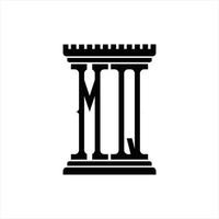 mq logo monogram met pijler vorm ontwerp sjabloon vector