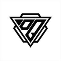 dq logo monogram met driehoek en zeshoek sjabloon vector