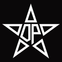 dp logo monogram met ster vorm ontwerp sjabloon vector