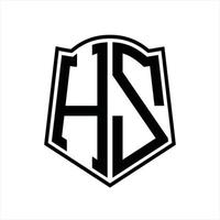 hz logo monogram met schild vorm schets ontwerp sjabloon vector