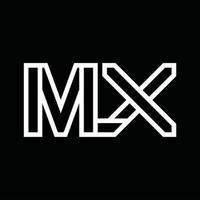 mx logo monogram met lijn stijl negatief ruimte vector