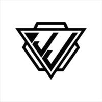 jj logo monogram met driehoek en zeshoek sjabloon vector
