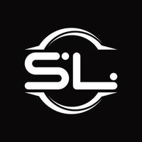 sl logo monogram met cirkel afgeronde plak vorm ontwerp sjabloon vector