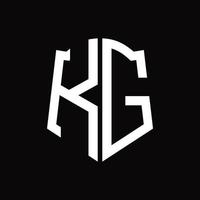 kg logo monogram met schild vorm lint ontwerp sjabloon vector