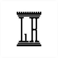 lr logo monogram met pijler vorm ontwerp sjabloon vector