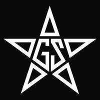 gz logo monogram met ster vorm ontwerp sjabloon vector