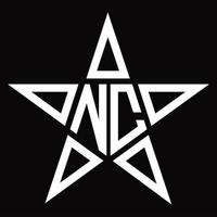 nc logo monogram met ster vorm ontwerp sjabloon vector