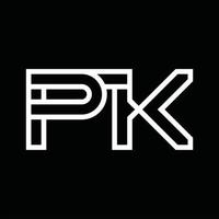 pk logo monogram met lijn stijl negatief ruimte vector