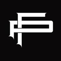 pf logo monogram met wijnoogst overlappende gekoppeld stijl ontwerp sjabloon vector