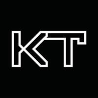 kt logo monogram met lijn stijl negatief ruimte vector