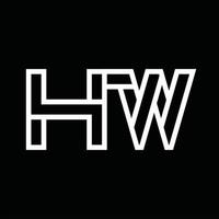 hw logo monogram met lijn stijl negatief ruimte vector