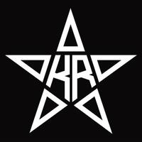 kr logo monogram met ster vorm ontwerp sjabloon vector