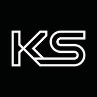 ks logo monogram met lijn stijl negatief ruimte vector
