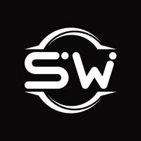 sw logo monogram met cirkel afgeronde plak vorm ontwerp sjabloon vector