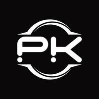 pk logo monogram met cirkel afgeronde plak vorm ontwerp sjabloon vector