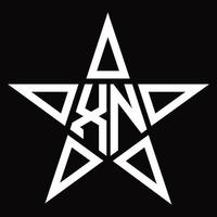 xn logo monogram met ster vorm ontwerp sjabloon vector