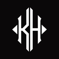 kh logo monogram met schild vorm geïsoleerd ontwerp sjabloon vector