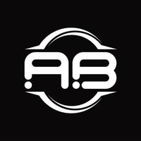 ab logo monogram met cirkel afgeronde plak vorm ontwerp sjabloon vector