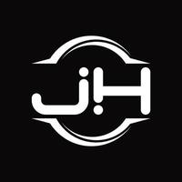 jh logo monogram met cirkel afgeronde plak vorm ontwerp sjabloon vector