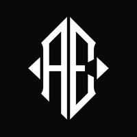 ae logo monogram met schild vorm geïsoleerd ontwerp sjabloon vector