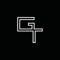gt logo monogram met lijn stijl ontwerp sjabloon vector