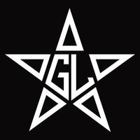 gl logo monogram met ster vorm ontwerp sjabloon vector