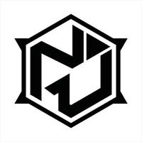 nu logo monogram ontwerp sjabloon vector