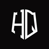 hq logo monogram met schild vorm lint ontwerp sjabloon vector