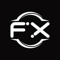 fx logo monogram met cirkel afgeronde plak vorm ontwerp sjabloon vector