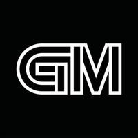 gm logo monogram met lijn stijl negatief ruimte vector