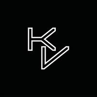 kv logo monogram met lijn stijl ontwerp sjabloon vector