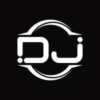 dj logo monogram met cirkel afgeronde plak vorm ontwerp sjabloon vector