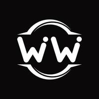 ww logo monogram met cirkel afgeronde plak vorm ontwerp sjabloon vector