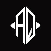 aq logo monogram met schild vorm geïsoleerd ontwerp sjabloon vector
