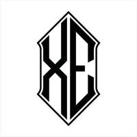 xe logo monogram met schildvorm en schets ontwerp sjabloon vector icoon abstract