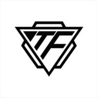 tf logo monogram met driehoek en zeshoek sjabloon vector