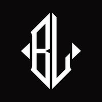 bl logo monogram met schild vorm geïsoleerd ontwerp sjabloon vector
