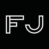 fj logo monogram met lijn stijl negatief ruimte vector