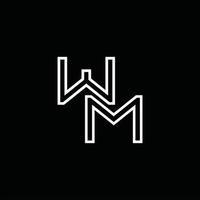 wm logo monogram met lijn stijl ontwerp sjabloon vector