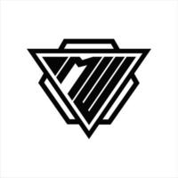 mw logo monogram met driehoek en zeshoek sjabloon vector