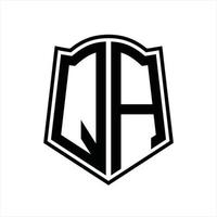 qa logo monogram met schild vorm schets ontwerp sjabloon vector