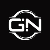 gn logo monogram met cirkel afgeronde plak vorm ontwerp sjabloon vector